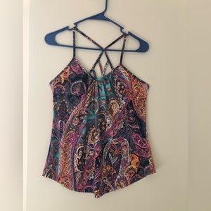 Sleeveless colorful paisley print top